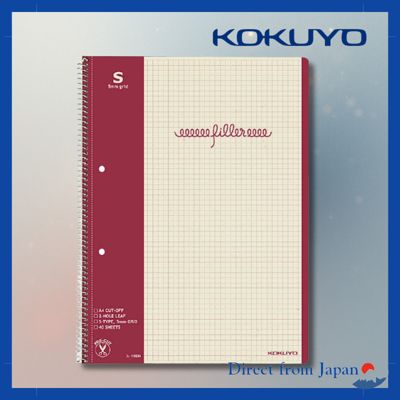Kokuyo Filler Note Recycled Paper A4 5mm Grid 40 Sheets x 5