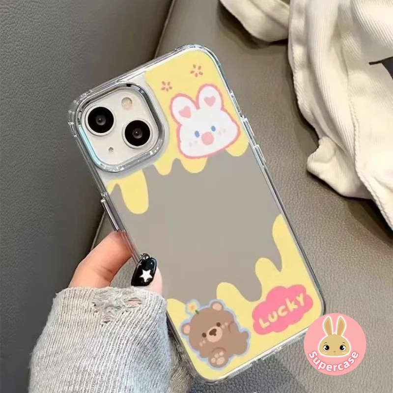 น่ารักคู่หมีกระต่ายกระจกเคสโทรศัพท์สําหรับOPPO A38 A33 A32 A31 A18 A17K A17 A15S A15 A12E A12 A11K A