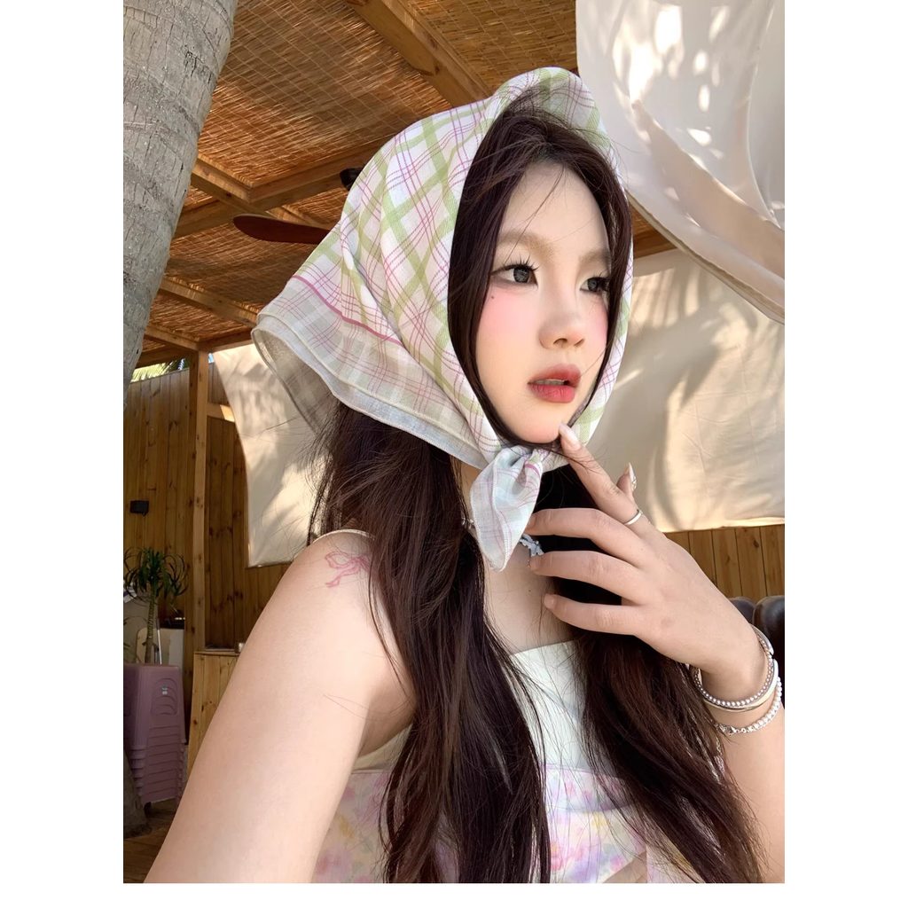 ผ้าพันคอลายสก๊อต สไตล์เกาหลี สำหรับฤดูร้อน