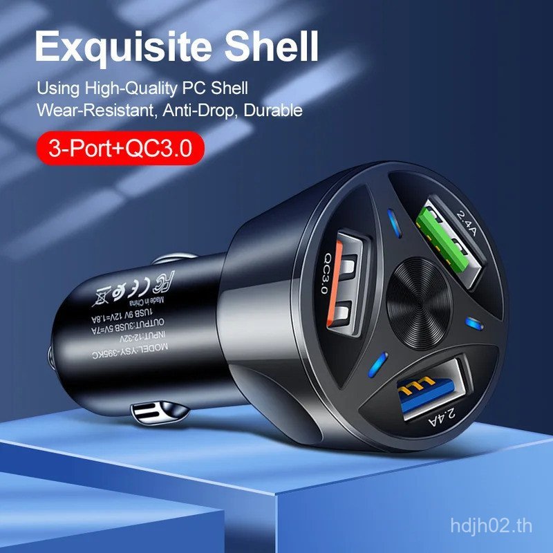 7A 3USB QC3.0 Car Charger Fast Charging 3 พอร์ตสําหรับ iPhone สําหรับ Samsung โทรศัพท์มือถืออะแดปเตอ