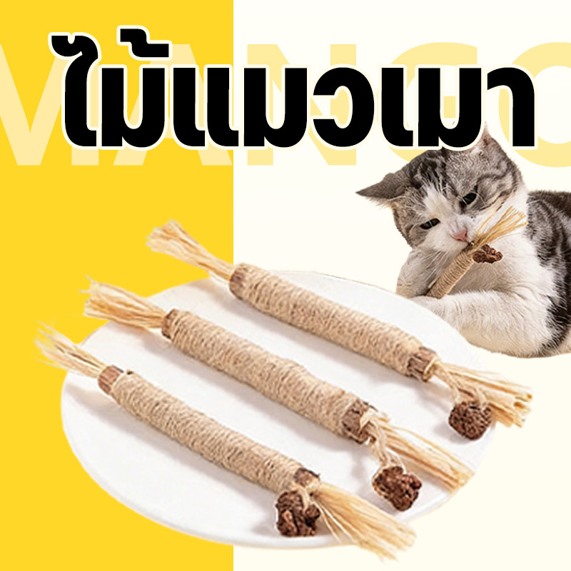 Mango ไม้แมวเมา อันใหญ่ ไม้ขัดฟันแมว ของเล่นแมว ลดคราบหินปูน กัญชาแมว ของเล่นทำความสะอาดฟันแมว หวายทำความสะอาดฟัน