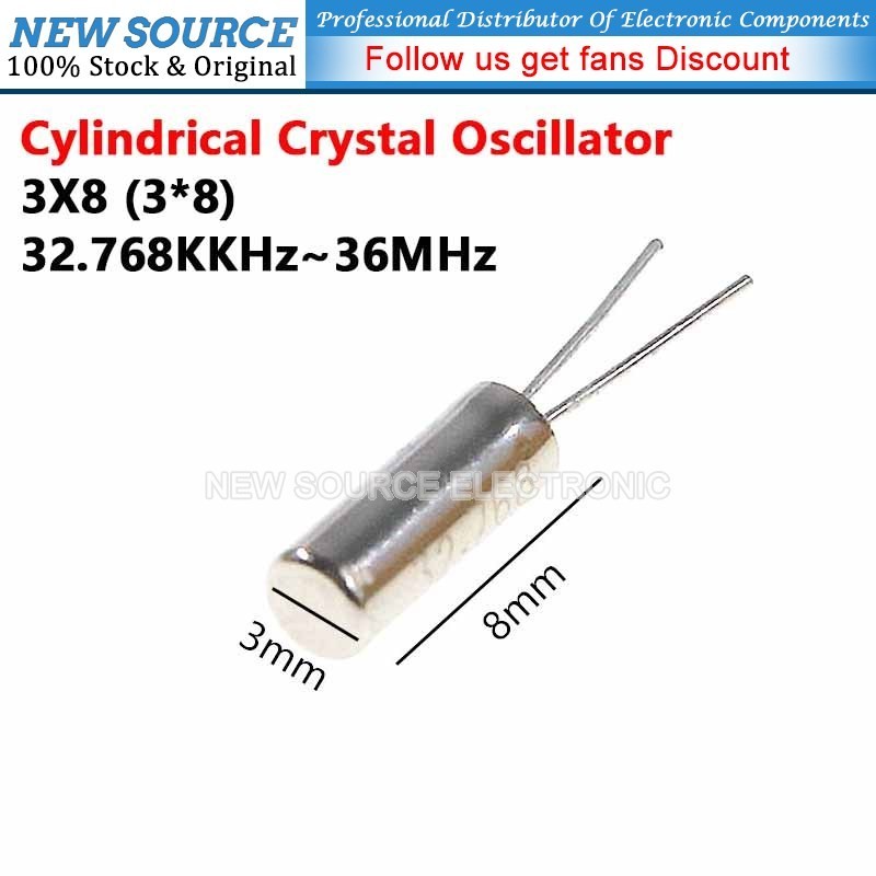 [10 ชิ้น] 3X8 ทรงกระบอกคริสตัล Oscilator 3*8 32.768K 38K 40K 75K 3.6864M 4M 4.9152M 6M 7.6M 8M 10M 12M 24.545M 28.375M 30M 36M Hz