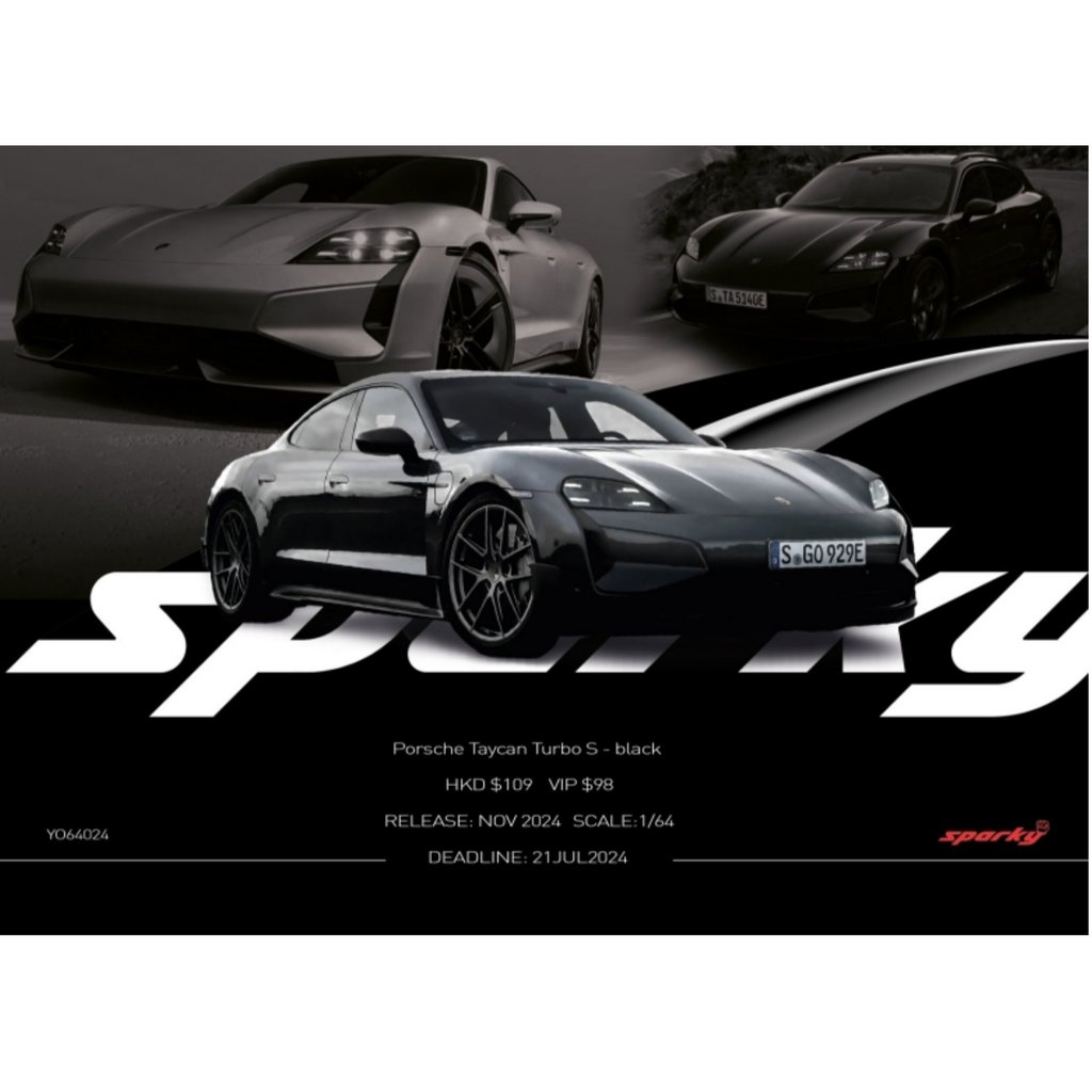 [คลังสินค้าพร้อมขายร้อน] Pre-Sale Sparky TINY Micro Shadow 1: 64 Porsche Taycan Turbo S Black Alloy 