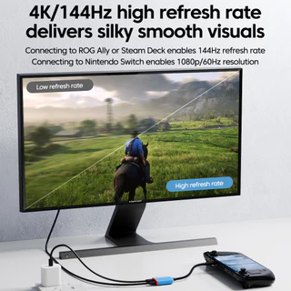 ฮับเกมพกพา 2 in 1 USB-C รองรับ 8K type-c, PD100W สําหรับ Switch/OLED Pro/Air AR Glasses และโทรศัพท์มือถือหรือแท็บเล็ต Android อะแดปเตอร์