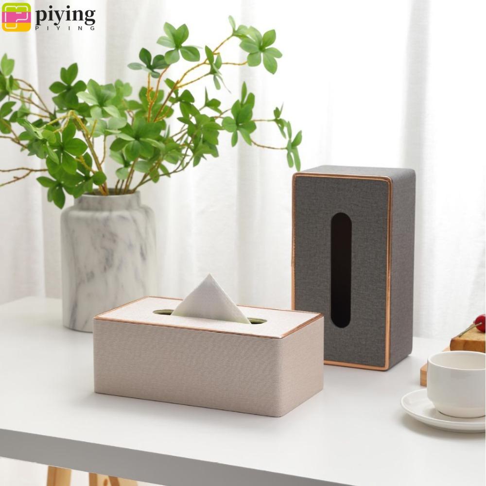 PIYING กล่องทิชชู่ 1 ชิ้น, ความจุขนาดใหญ่ Flocked ผ้ากล่องกระดาษทิชชู, PU หนังสี่เหลี่ยม Kleenex กล่