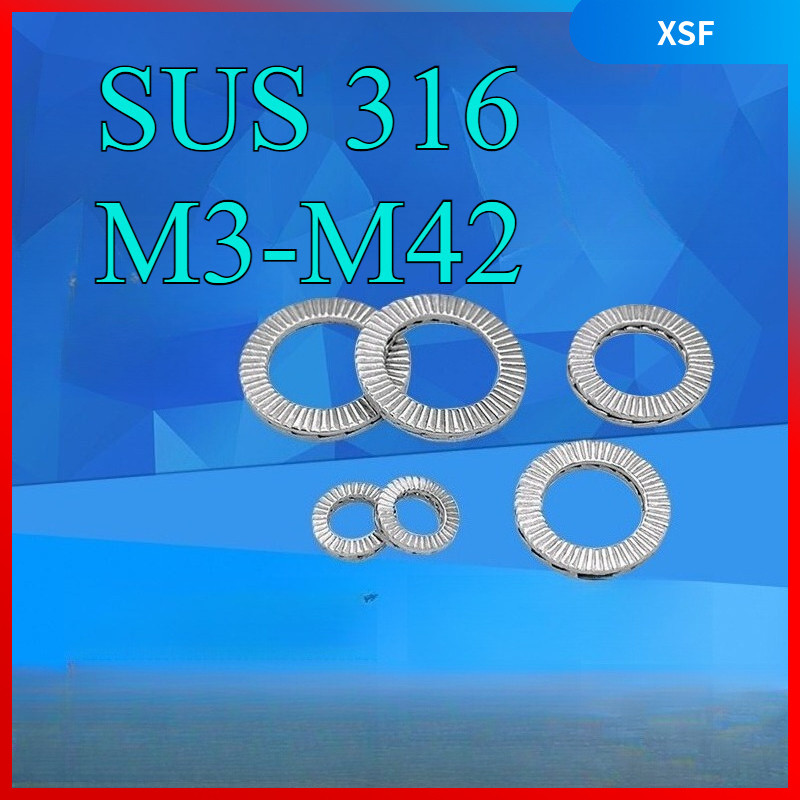 316 สแตนเลส Double Stack เครื่องซักผ้าล็อคตัวเอง DIN252011 Double stack self-locking ปะเก็นป้องกันกา