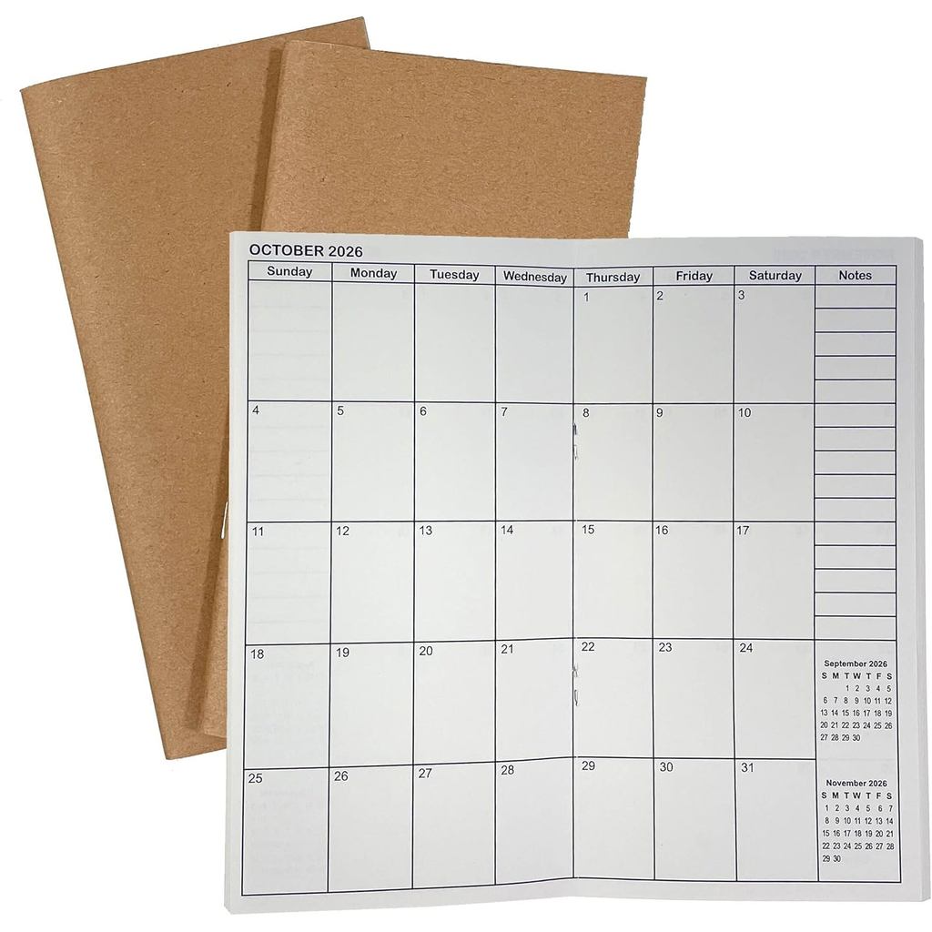 Travelers Notebook Insert Jan – Dec 2026, Travelers Notebook Calendar, Weekly and Monthal, Regular S