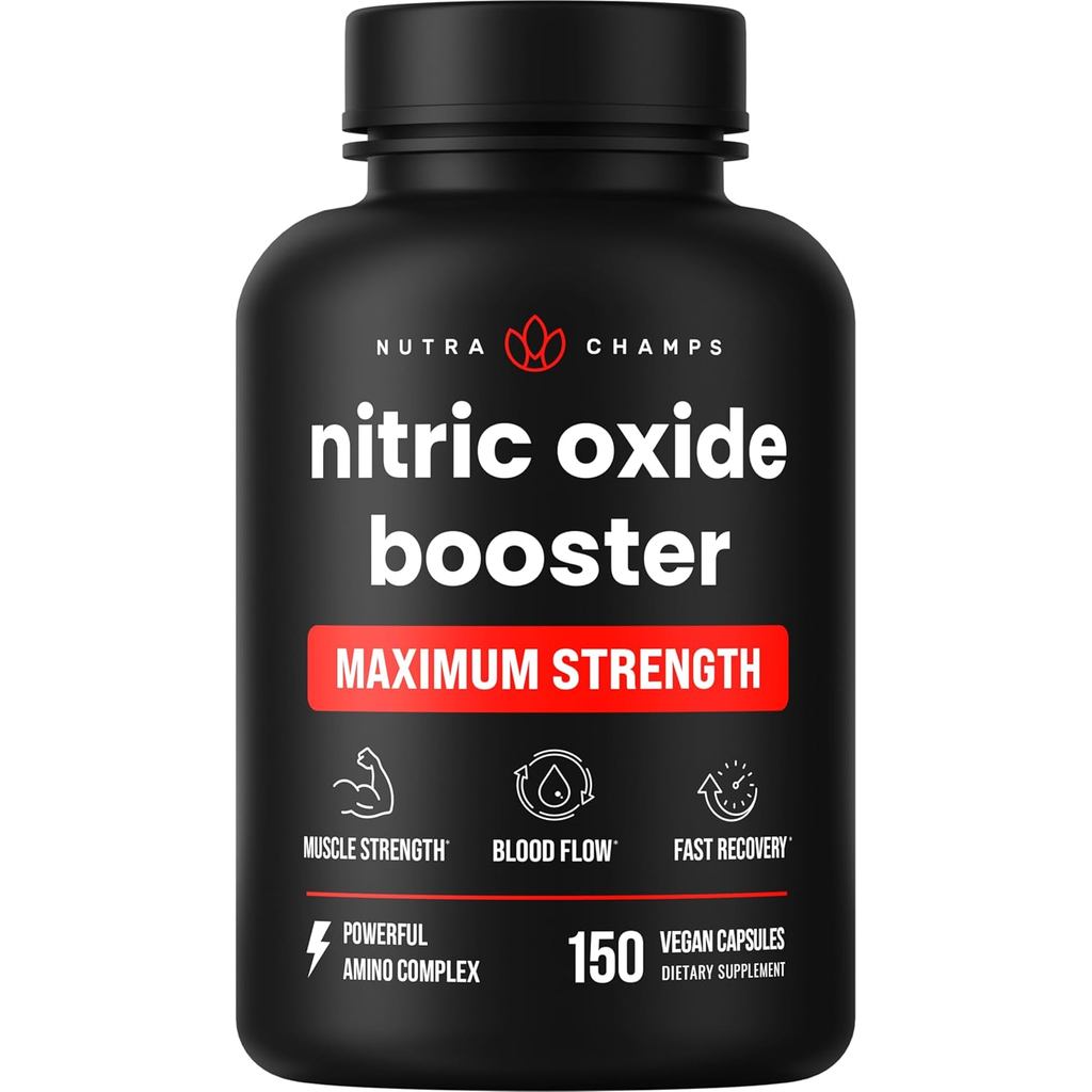 NutraChamps Nitric Oxide , L-Arginine, L Citrumline Malate, AAKG, Pine Oxide, Grape, Extra Strength 