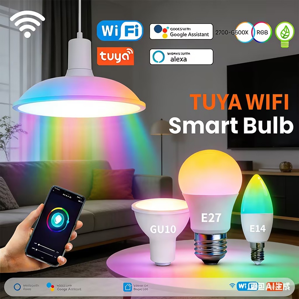 Tuya หลอดไฟ LED อัจฉริยะ RGBW GU10 E14 E27 ปรับสีได้