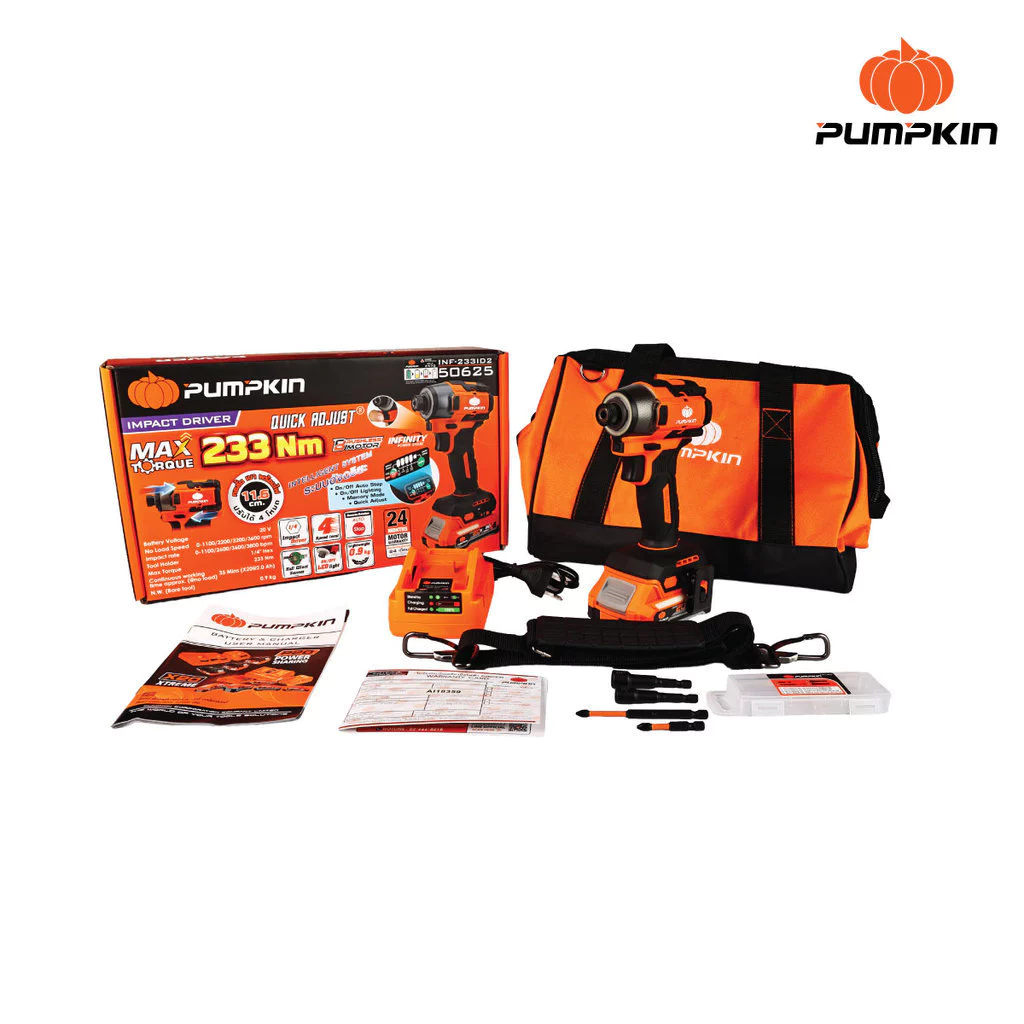 PUMPKIN สว่านไขควงกระแทกไร้สาย รุ่น INF-233ID2 20V อิมแพคไร้สาย สว่านคอสั้น 11.6cm. 50624 50625 สว่านไร้สาย ไขควงกระแทก thumbnail 7