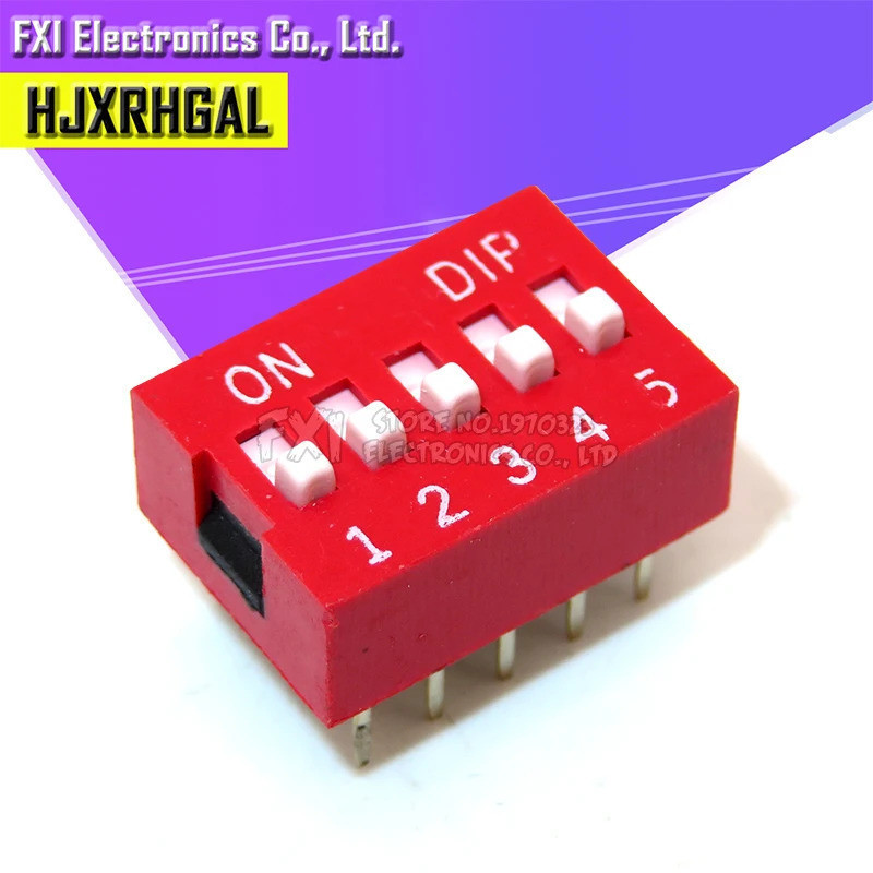 10PCS DIP Switch 5 Way 2.54mm Toggle Switch Red Snap Switch อิเล็กทรอนิกส์