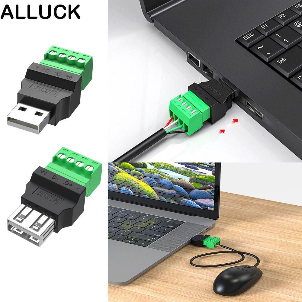 ALLUCK USB Connector, 4 pin USB 2.0 USB Turn Terminal, หลีกเลี่ยงปลั๊กเชื่อม Type A อะแดปเตอร์ขั้วต่