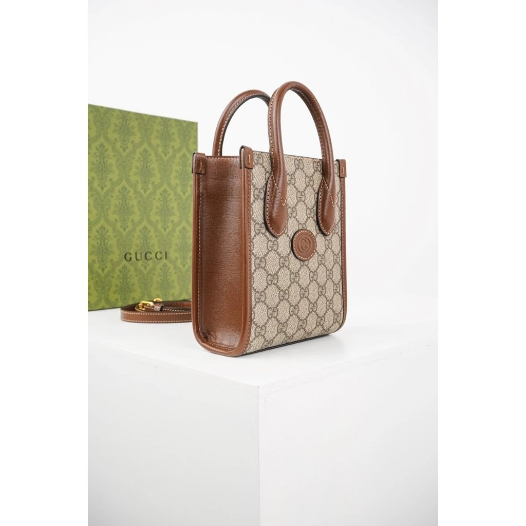 GUCCI Retro Classic GG Tote Bag - Canvas & Leather, Shoulder/Cross-Body Style, Piano Score Print, Eb