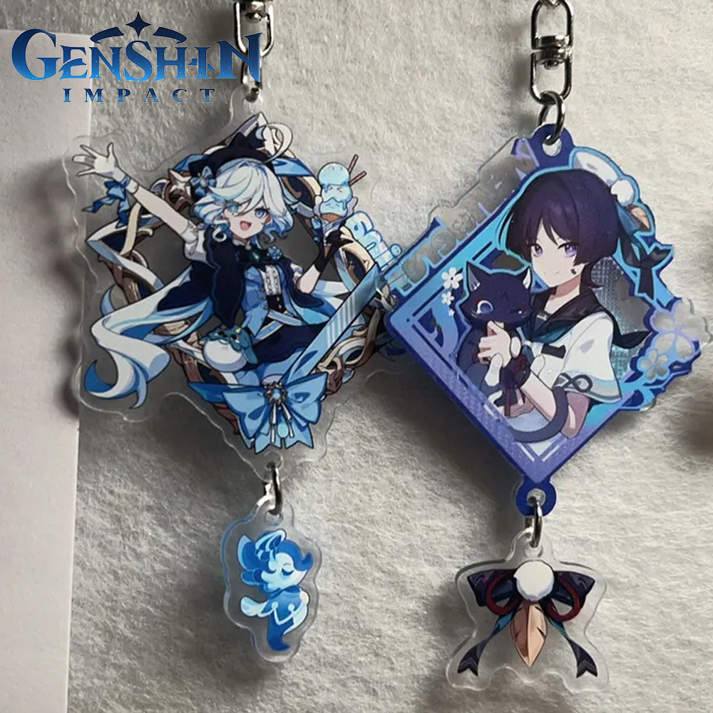 เกม Genshin Impact Furina Wanderer Scaramouche คอสเพลย์พวงกุญแจอะคริลิครูป Key Chain กระเป๋าเป้สะพายหลังตกแต่ง Prop