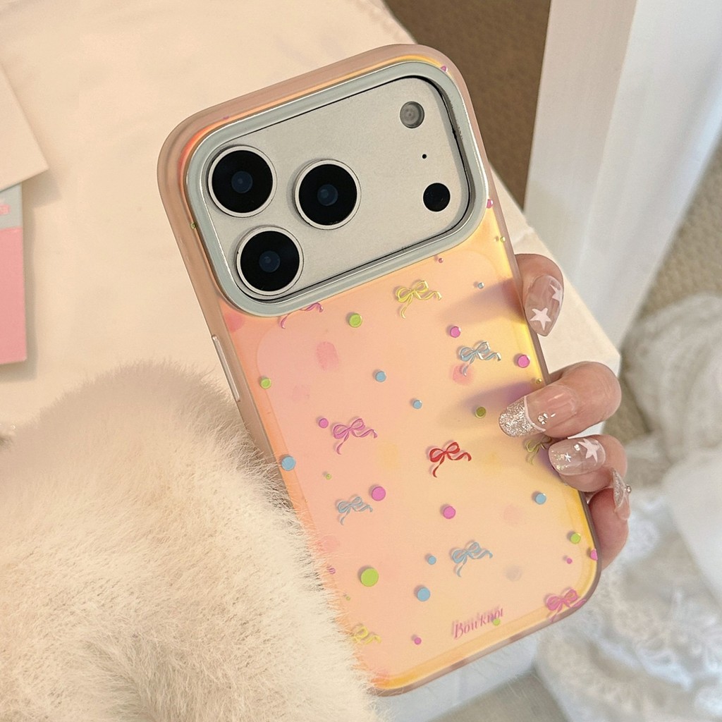 เคสโทรศัพท์ป้องกันโบว์สีชมพูชุบด้วยไฟฟ้าเหมาะสําหรับ TPU สําหรับ iPhone 11 12 13 14 15 16 17Pro Max Plus ราคา ถูกที่สุด ดีลบีเคเค