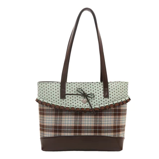 โบว์ตรวจสอบ Retro Checked Polka Dot Tote กระเป๋า Preppy สไตล์ขนาดใหญ่ความจุกระเป๋าถือ Commuter Class กระเป๋าสะพาย