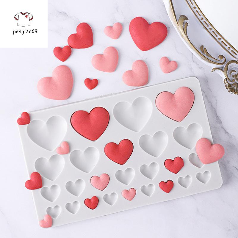 Pengatao09 25 Cavity Love แม่พิมพ์ซิลิโคน DIY รูปหัวใจเค้กแม่พิมพ์ Pastry Fondant ช็อกโกแลตเค้กตกแต่งเครื่องมือเบเกอรี่อุปกรณ์เรซิ่น Mould ใหม่