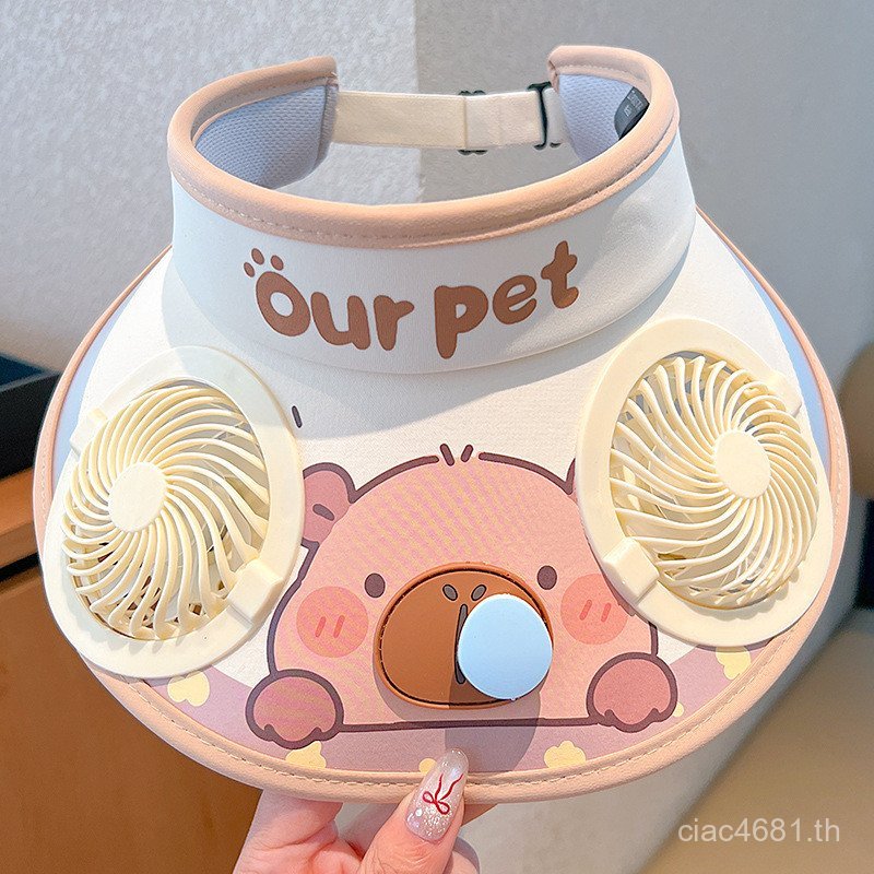 อัลตราไวโอเลตเด็กเด็กชายฤดูร้อนสาว Bala สไตล์ใหม่พัดลมหมวกกันแดดหมวกคู่ Anti-Baby Sun หมวก Kapi F7GD