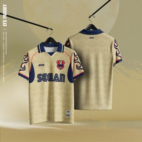 EFS Parody Edition บลู/บราวน์ ทีเชิร์ต สำหรับทุกเพศ ไซส์ใหญ่ มีกระดุมคอด้านหน้า