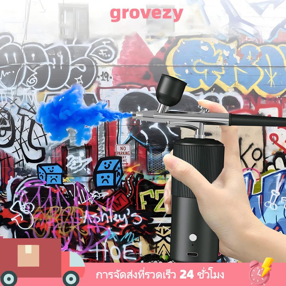 GROVEZY Mini Airbrush Kit, Hair Dye Barber Airbrush|สเปรย์มัลติฟังก์ชั่น, สเปรย์จิตรกรรมเค้กขนม USB Airbrush Makeup สเปรย์ในครัวเรือนตัดผม
