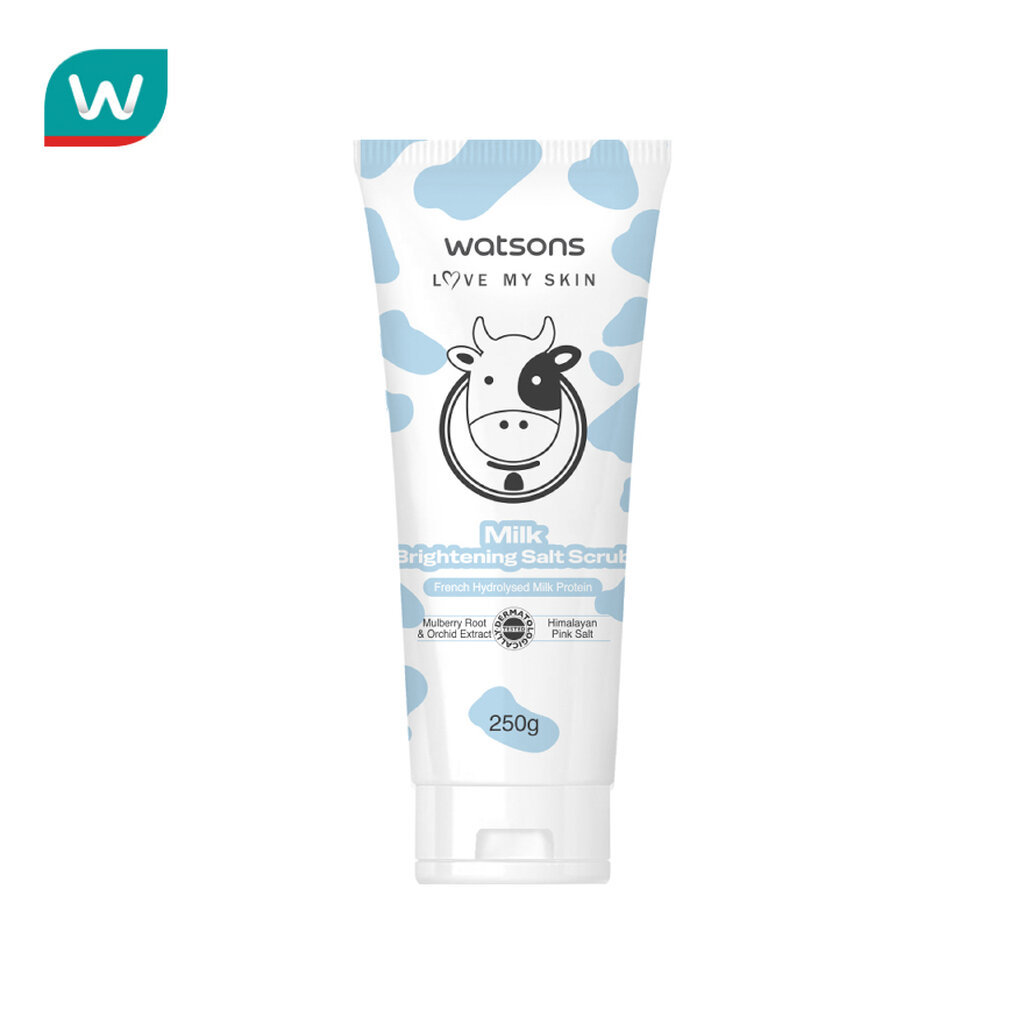 Watsons วัตสัน มิลค์ ไบรท์เทนนิ่ง ซอลท์ สครับ 250ก.