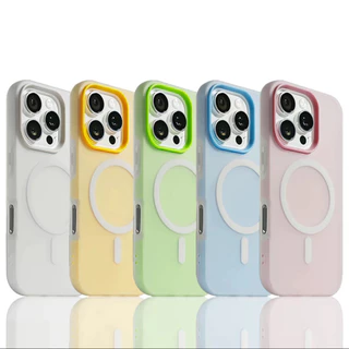 GOOD🔥ฟรอสต์แมทท์ 2-in-1 สีแคนดี้ เข้ากันได้สำหรับ เคสไอโฟน11 เคส iphone 17 16 Pro Max XR 12 13 14 15 สีชมพูสวยงาม#082