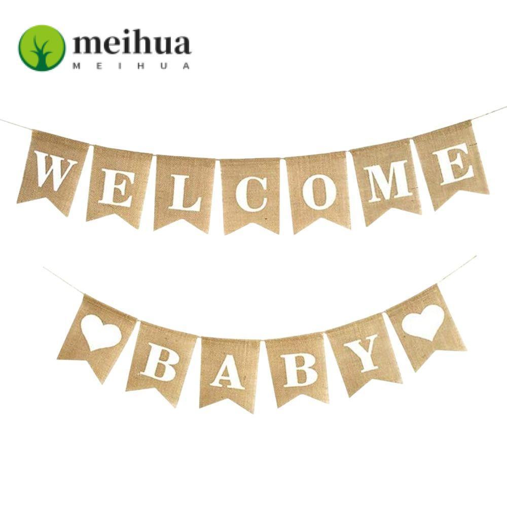 Meihua Baby Shower, Welcome Baby Banner Pre-Strung Baby Shower Decorative, ป้ายประกาศเด็กสุดน่ารักฉา