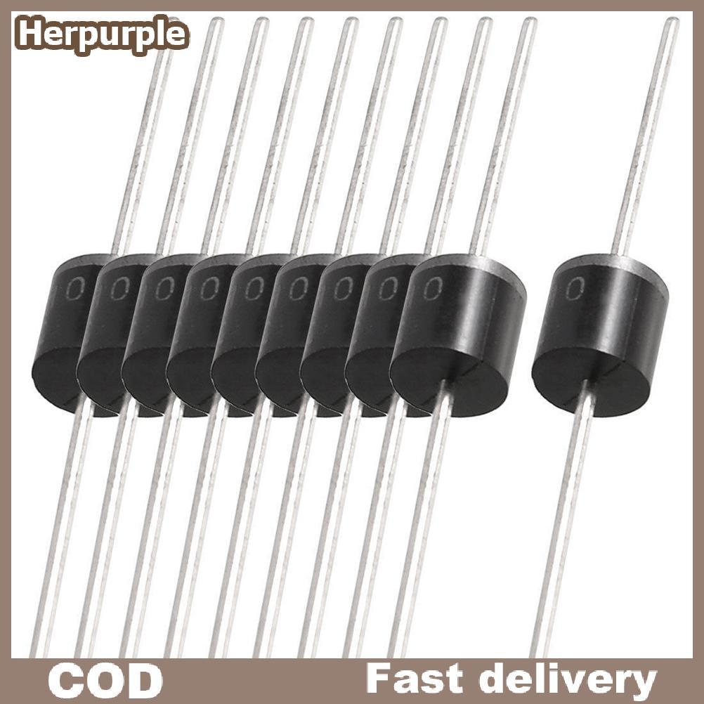 Herpurple 20pcs 10A10 10Amp 1000V 10A 1KV -6 MIC วัตถุประสงค์ทั่วไป Axial Rectifier Diodes TH