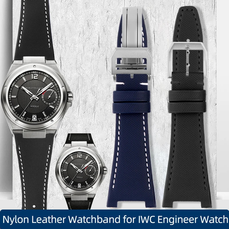 สายนาฬิกาหนังไนลอนสําหรับ IWC Engineer Watch Notch Strap IW500501 ฉัน378507 ฉัน322703 Series สายนาฬิ