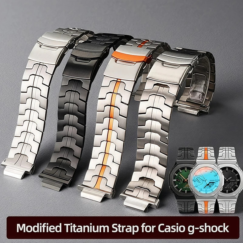 GA 2100 ดัดแปลงไทเทเนียมสําหรับ Casio g-shock GBM-2100 GM2100 ไทเทเนียมสีส้ม Band ga2100 gm2100 gbm2