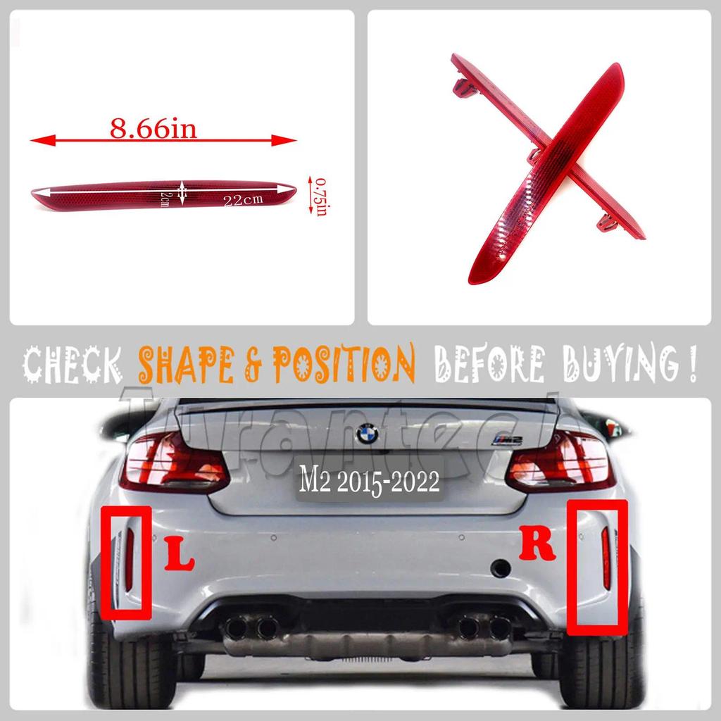 สําหรับซ้ายขวา 15-21 BMW M2 F87 COUPE BASE CS การแข่งขัน 3.0L Coupe REAR Reflector กันชนด้านข้าง