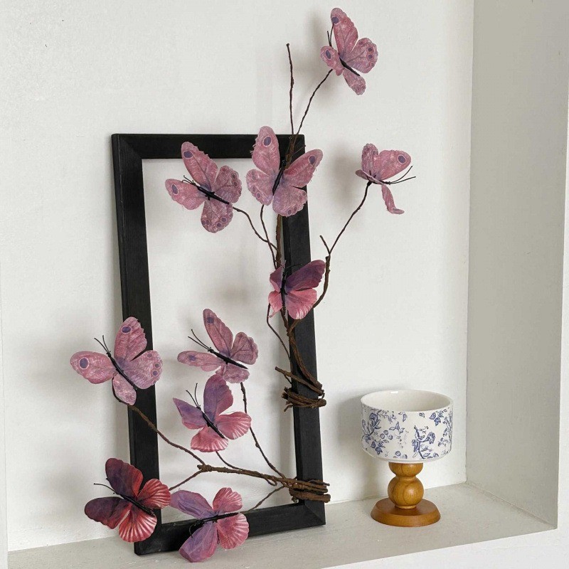 COD สไตล์จีนใหม่ ดอกไม้จำลองผีเสื้อ พร้อมกรอบรูปตกแต่ง DIY ผีเสื้อดอกไม้ปลอม ห้องนั่งเล่น ตกแต่งโต๊ะ ตกแต่งบ้าน