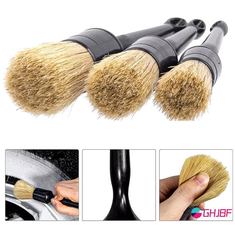 GHJBF] 3 PCS โลโก้ภายนอกภายในรายละเอียดแปรงคอเต่าผมขนแปรงสําหรับรถยนต์ทําความสะอาด Auto Detail เครื่