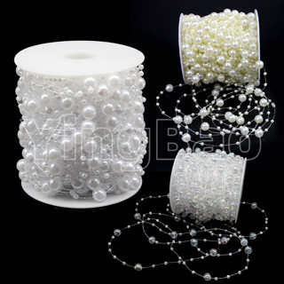 ลูกปัดโซ่โปร่งใสหลากสีและไข่มุก สำหรับทำเครื่องประดับ DIY แล…