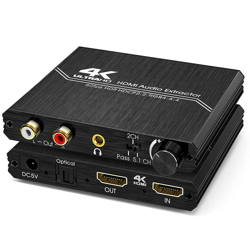 4K 60Hz HDMI Audio Extractor 5.1CH HDMI to Optical SPDIF + 3.5 มม.สเตอริโอ + RCA L/R Audio Extractor พร้อมการควบคุมระดับเสียง HDCP 2.2