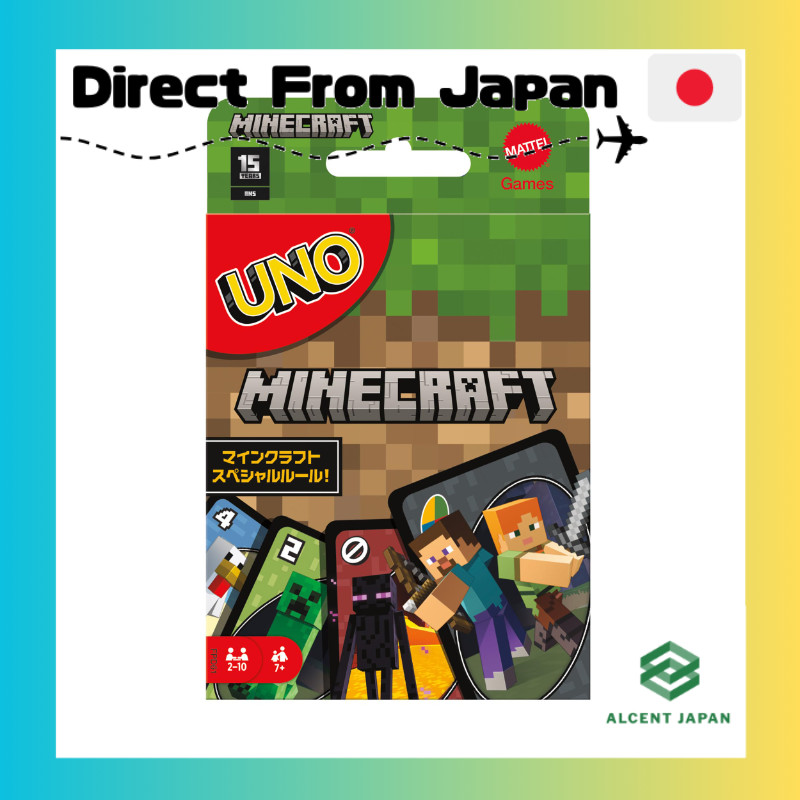 Mattel Games UNO Minecraft — Party & Educational Card Game, 112 Cards, 2–10 Players, Ages 7+, Green,