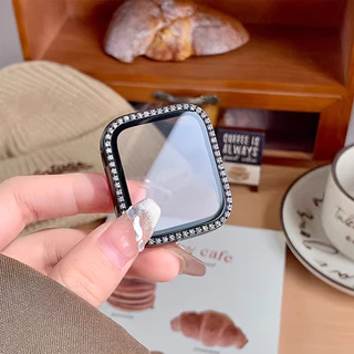 กรณีพีซีเพชรแก้วนิรภัย for Apple Watch 45มม IWatch Series 11 10 9 8 7 6 5 4 SE 3 2 1 44มม 42 41 40 38มม ปกป้องกันหน้าจอ