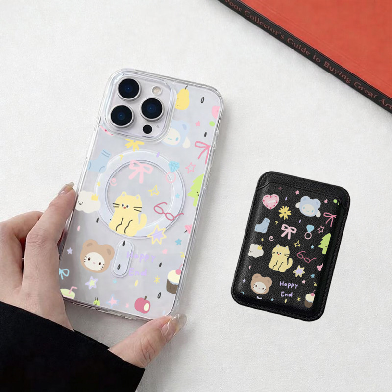 Cat bow tie pattern Wallet เคสกันกระแทก เหมาะสําหรับ iPhone 11 12promax 12 13 14 15 Pro Max Case ฝาหลัง 14promax 15pro 16 Pro Max 17 17air 17promax Casing ราคา ถูกที่สุด ดีลบีเคเค แกลเลอรีภาพที่ 5