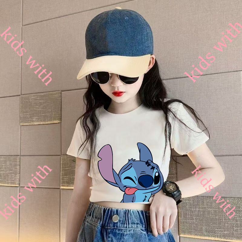 【จัดส่งภายใน 24 ชม】เสื้อยืดเด็ก แขนสั้น ลาย สีขาว สีแดง ผ้าฝ้าย 100% นุ่มสบาย ระบายอากาศดี สำหรับเด็กหญิงอายุ100-150cm