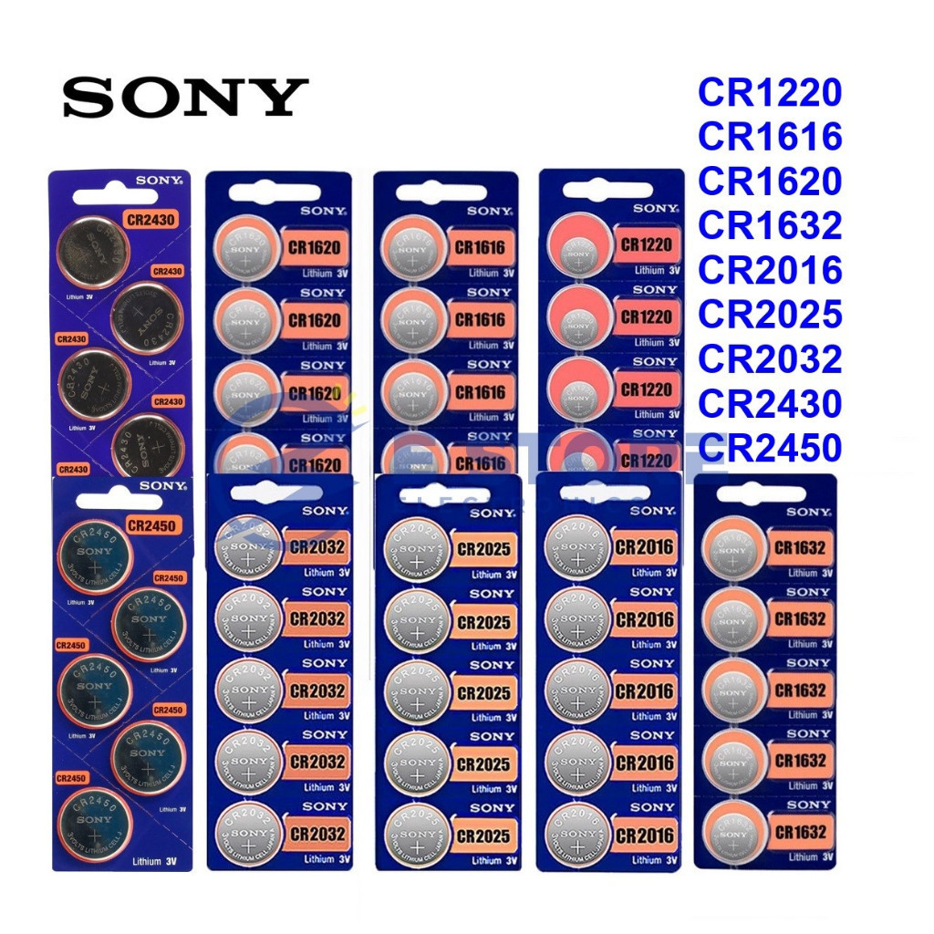 SONY CR1220/CR1616/CR1620/CR1632/CR2016/CR2025/CR2032/CR2430/CR2450 เหรียญเซลล์แบตเตอรี่ลิเธียม 3V