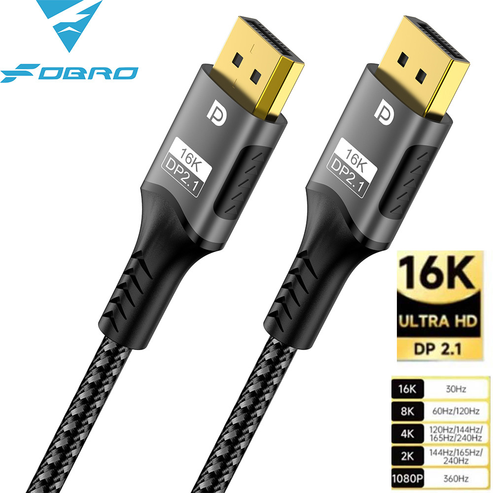 16K DP Cable 8K@120Hz/60Hz 4K@240Hz 80Gbps Displayport 2.1 HDR Video Audio Cable for Laptop Xbox Pro