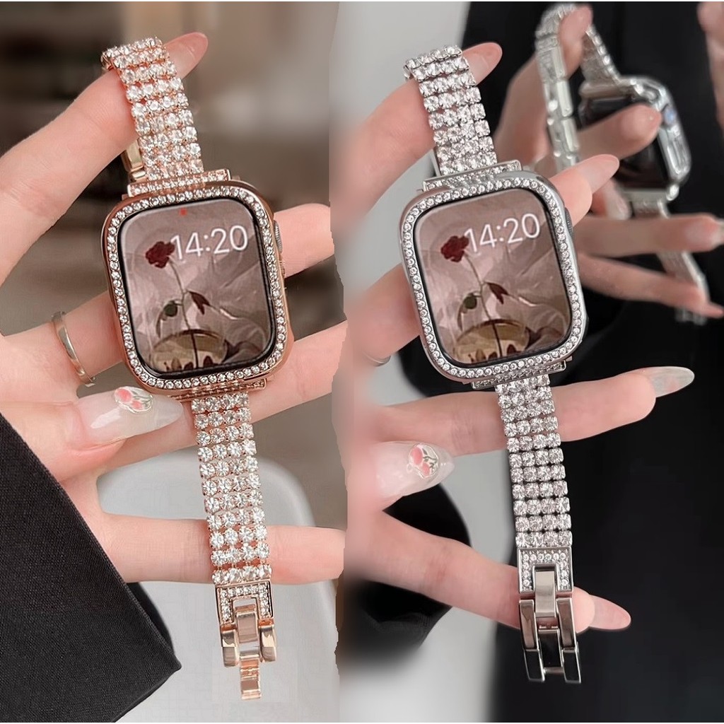 Bling Diamond Strap Case For Redmi Watch 5 Active สาย Bling สาย Redmi Watch 5 Active Case Redmi Watch 6 สาย Redmi Watch 5 lite Strap PC Redmi Watch 4 สาย Redmi Watch 3 active Case Diamond Redmi Watch 4 Case / mi band 9 pro Case For Redmi Watch 5 เคส