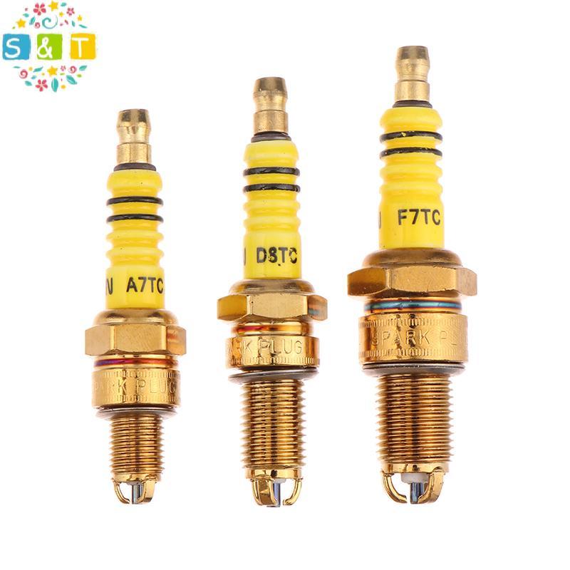 [S&T] 1 ชิ้นหัวเทียน 3 Triple Electrode A7TC D8TC สําหรับ GY6 CG 50 70 110 125 150CC รถจักรยานยนต์ A