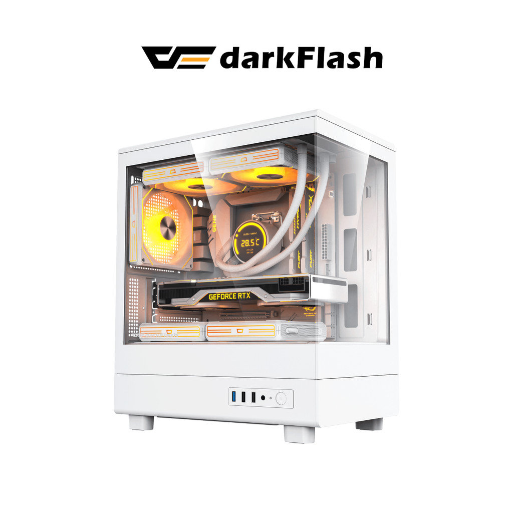 (เคส) DARKFLASH DB330M WHITE PANORAMIC M-ATX/ITX (1AIR12S ARGB FAN) รับประกัน 1 ปี