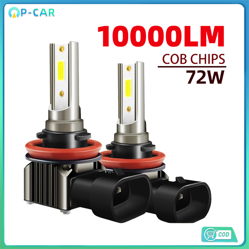 COD หลอดไฟตัดหมอกเทอร์โบ LED 2ชิ้น H3/H8/H9/H11 6000K CSP/COB 12-24V สว่างมาก