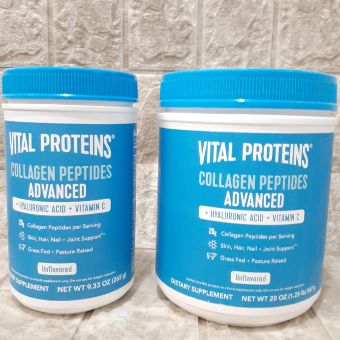 ADVANCED Vital Proteins w/ HYALURONIC & Vit.C, Collagen Peptides, 9.33oz(265g) หรือ 20oz (567g),USA