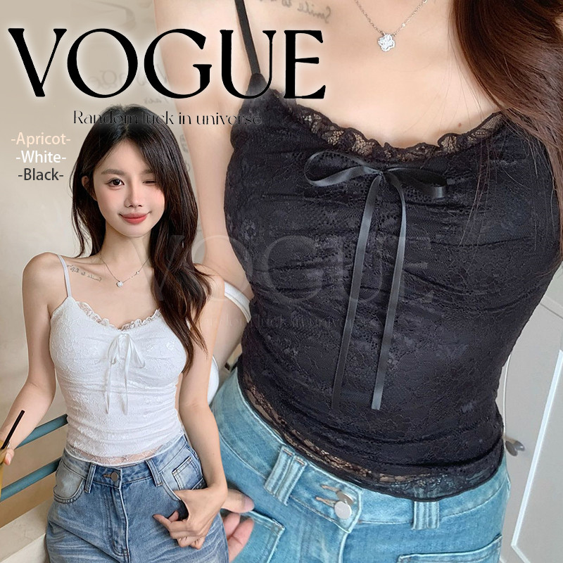 Vogue🌟พร้อมส่ง🌟 เสื้อสายเดี่ยว เสริมฟองน้ำ มี3สี ดีเทลสไตล์สาวจีน (FY7005)