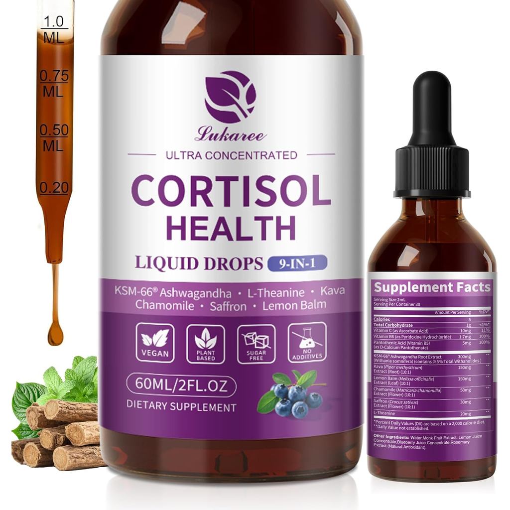 เยื่อหุ้มสมอง Cortisol สําหรับผู้หญิง 9 in 1 Cortisol ลด w/ K-66® Ashwagandha, Kava, Lemon Balm, Cha