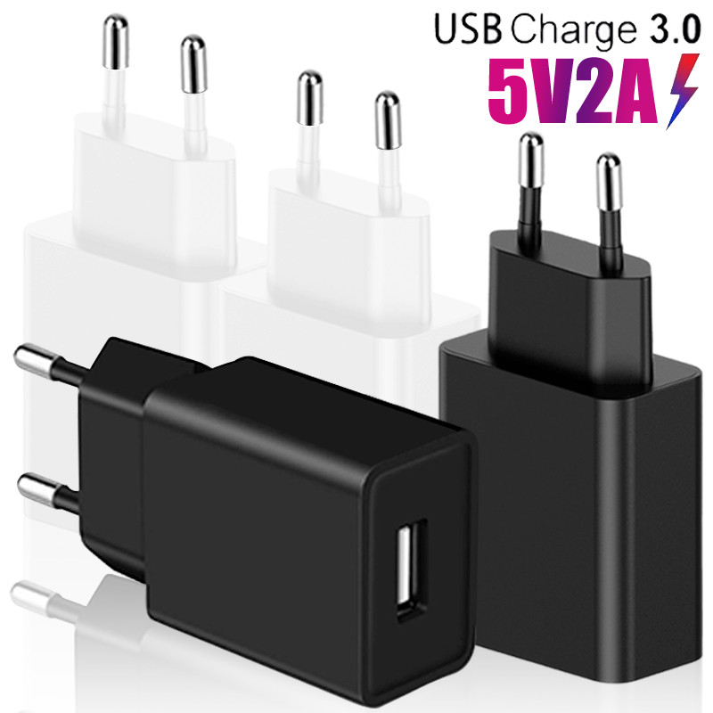 1-5Pcs Universal EU Plug Travel USB Wall Charger 5V2A 1A Power Adapter USB-A Phone Charging