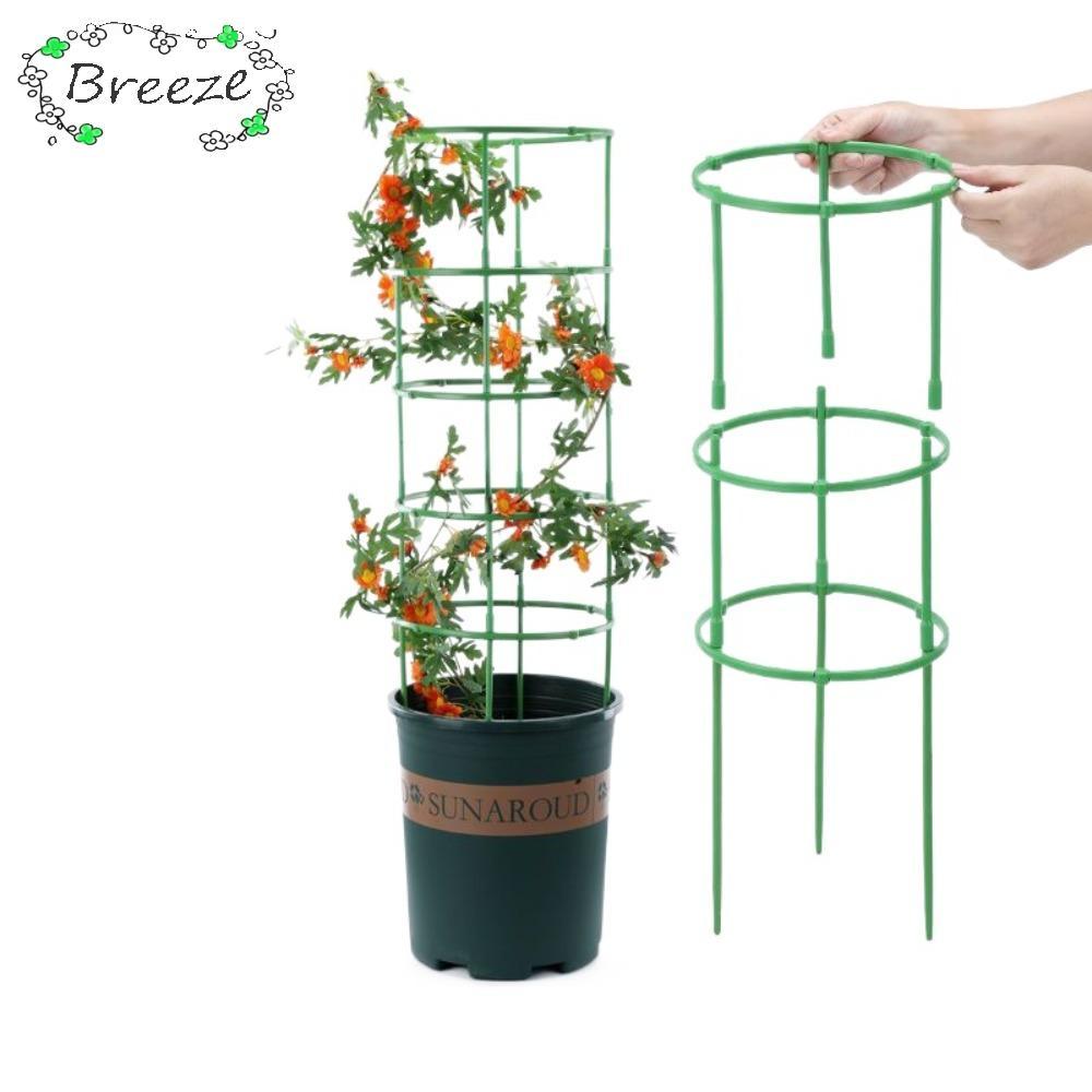 BREEZE ไม้ค้ําเถาปีนเขา 3 ชุด, ไม้ค้ําพืชแบบถอดได้สีเขียว, ครึ่งรอบใช้งานง่ายผู้ถือไม้สวน